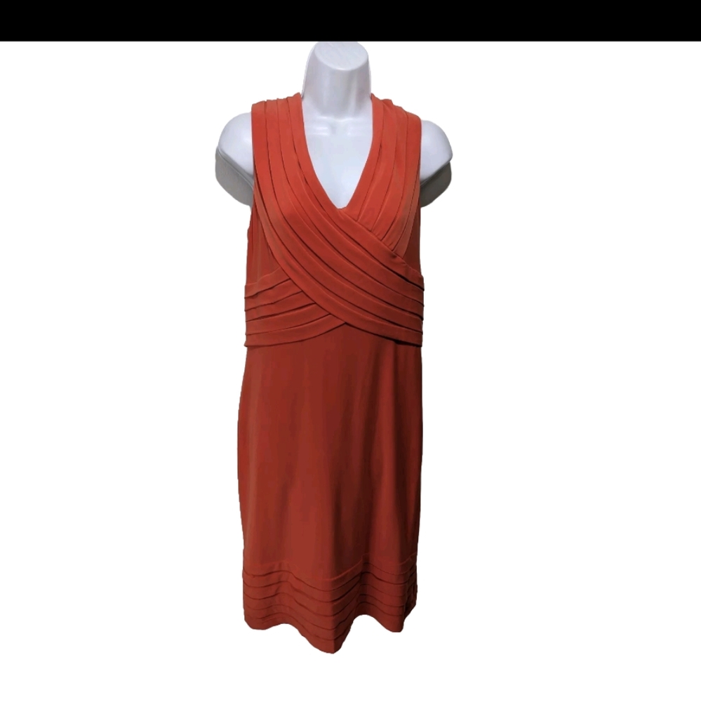 NWT Julian Taylor V Neck Sheath Dress 14 Orange